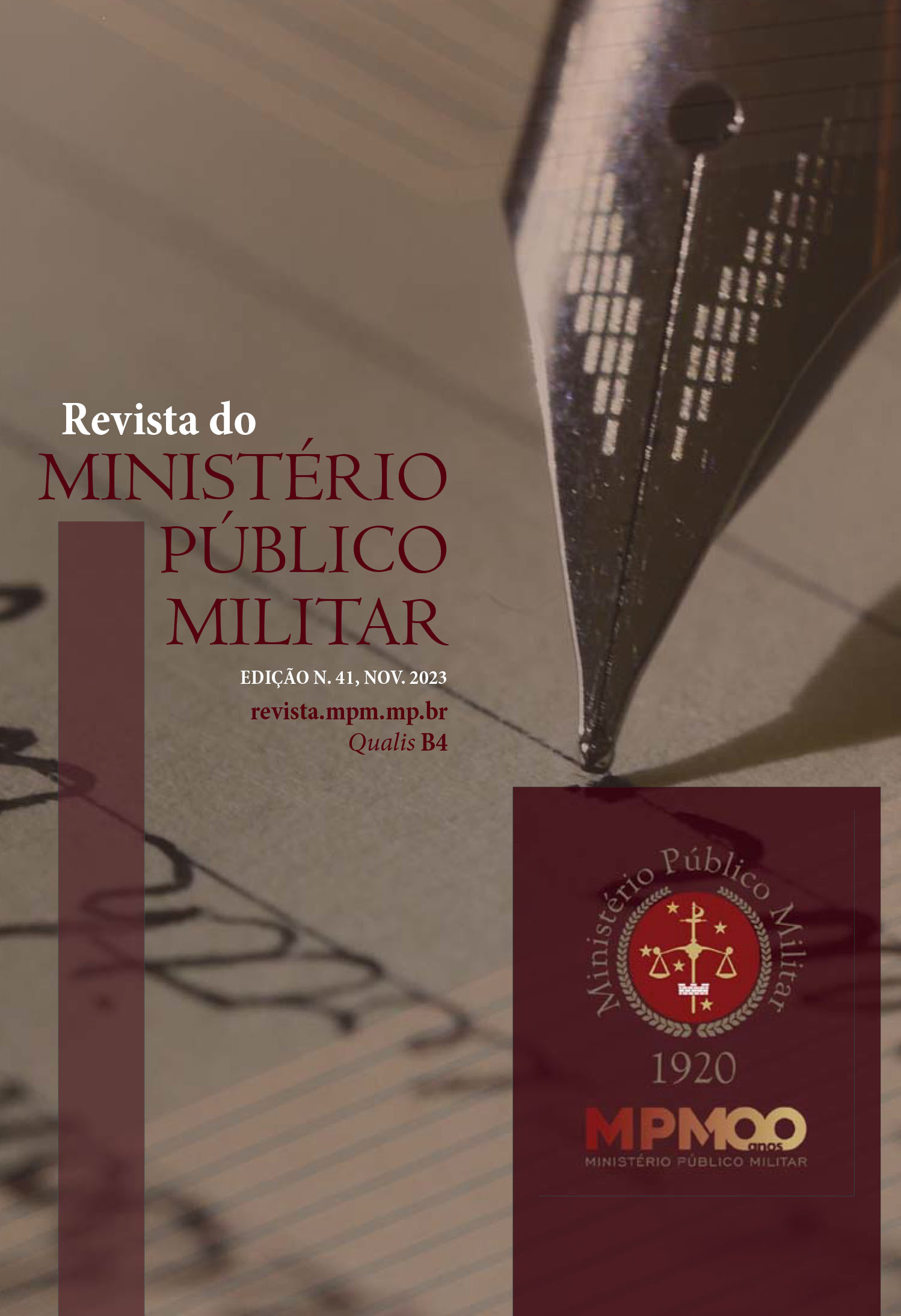 					Visualizar v. 50 n. 41 (2023): Revista do Ministério Público Militar nov./2023
				